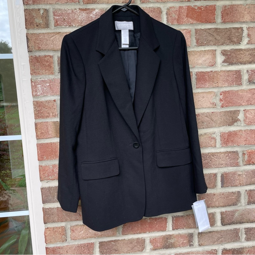 Liz Claiborne black Light Italian Wool Blazer Jacket Women 10P NWT - Picture 14 of 14
